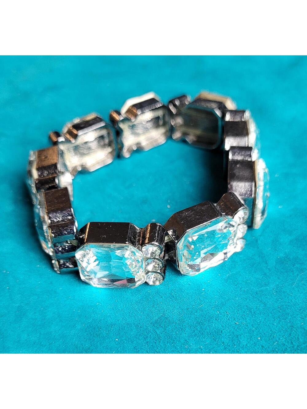 Vintage Style Clear Crystal Chunky Stretch Bracelet